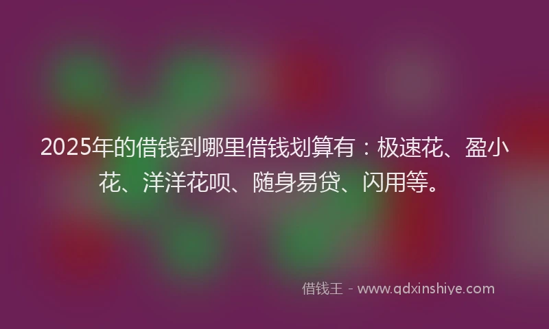 2025年的借钱到哪里借钱划算有：极速花、盈小花、洋洋花呗、随身易贷、闪用等。