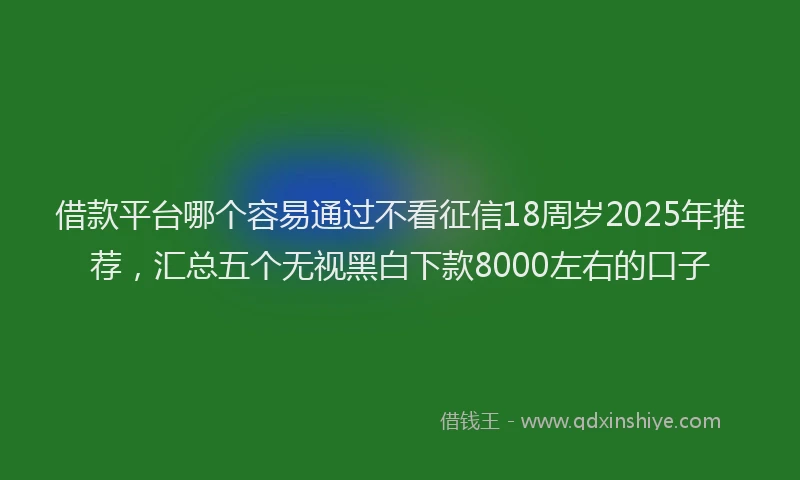 借款平台哪个容易通过不看征信18周岁2025年推荐，汇总五个无视黑白下款8000左右的口子