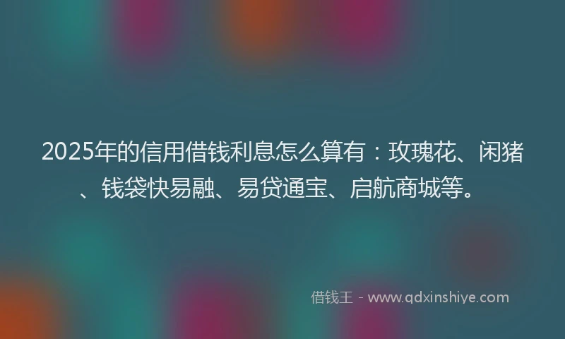 2025年的信用借钱利息怎么算有：玫瑰花、闲猪、钱袋快易融、易贷通宝、启航商城等。