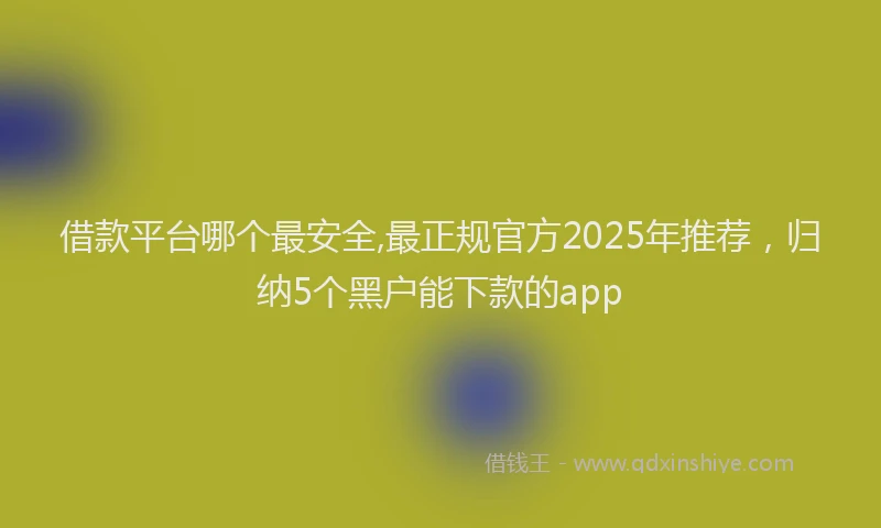 借款平台哪个最安全,最正规官方2025年推荐，归纳5个黑户能下款的app