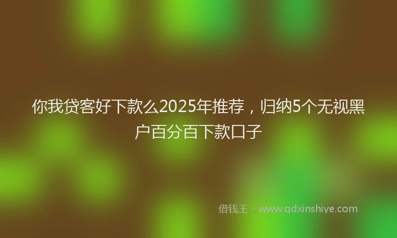 你我贷客好下款么2025年推荐，归纳5个无视黑户百分百下款口子