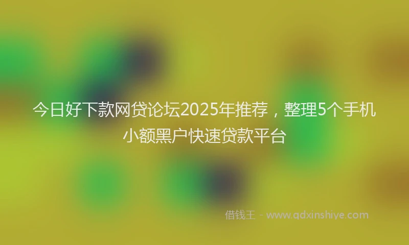 今日好下款网贷论坛2025年推荐，整理5个手机小额黑户快速贷款平台