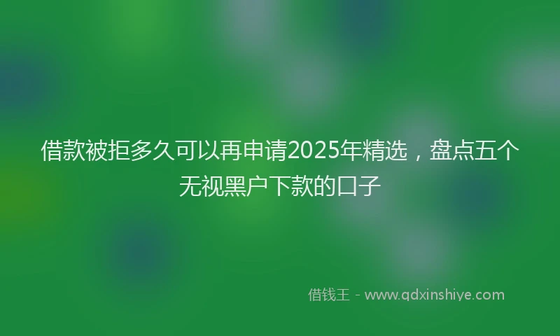 借款被拒多久可以再申请2025年精选，盘点五个无视黑户下款的口子