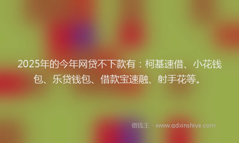 2025年的今年网贷不下款有：柯基速借、小花钱包、乐贷钱包、借款宝速融、射手花等。