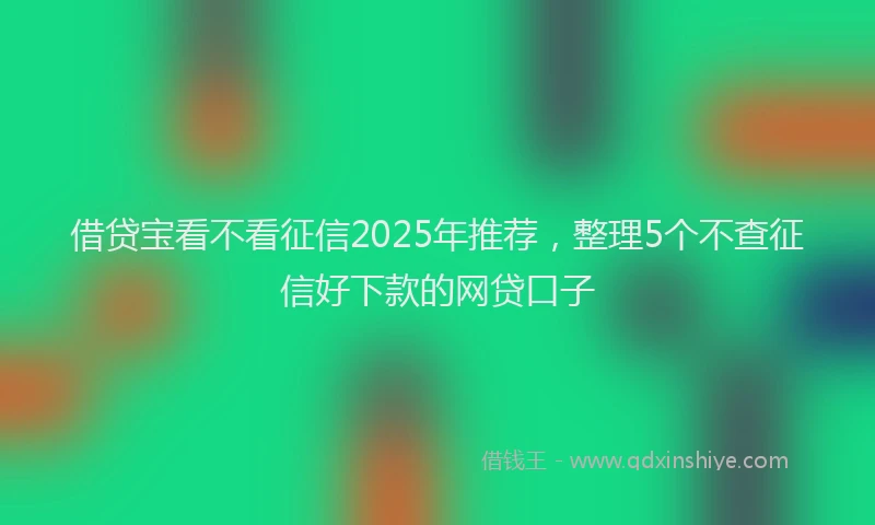 借贷宝看不看征信2025年推荐，整理5个不查征信好下款的网贷口子
