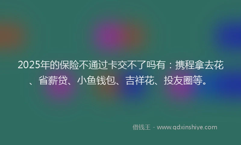 2025年的保险不通过卡交不了吗有：携程拿去花、省薪贷、小鱼钱包、吉祥花、投友圈等。