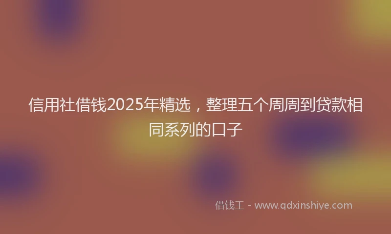 信用社借钱2025年精选，整理五个周周到贷款相同系列的口子
