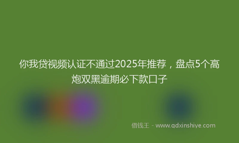 你我贷视频认证不通过2025年推荐，盘点5个高炮双黑逾期必下款口子