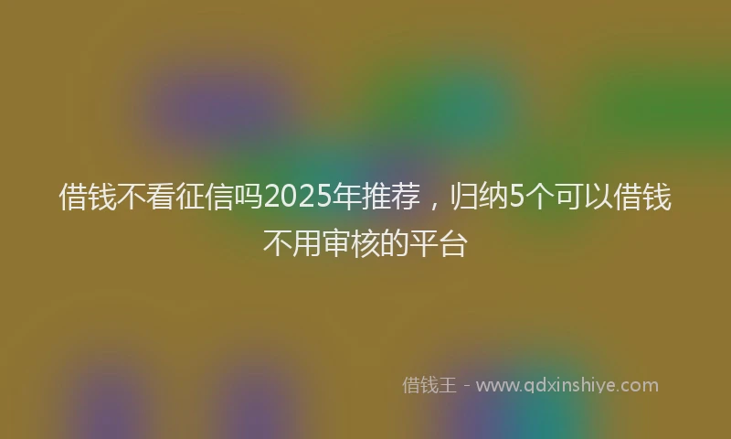 借钱不看征信吗2025年推荐，归纳5个可以借钱不用审核的平台