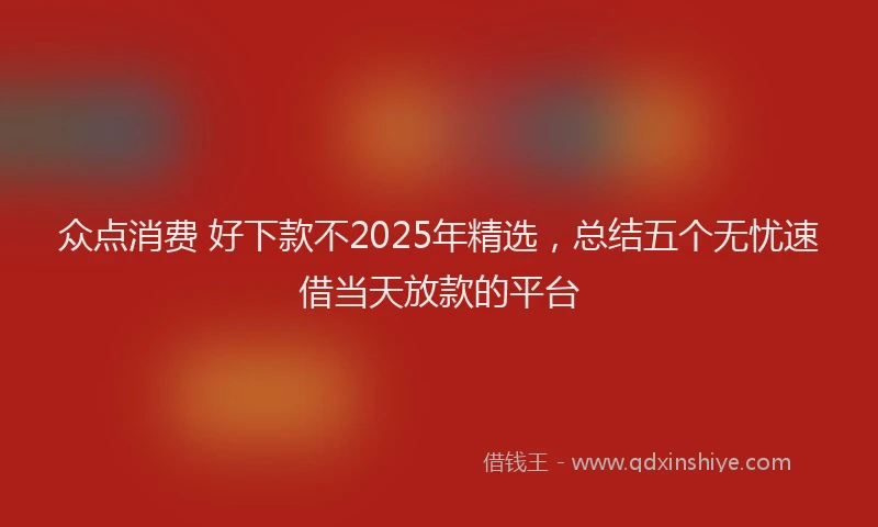 众点消费 好下款不2025年精选，总结五个无忧速借当天放款的平台