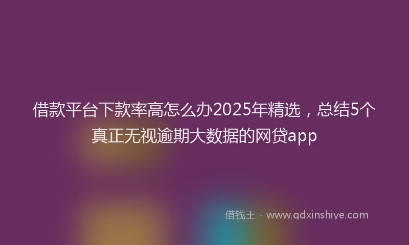借款平台下款率高怎么办2025年精选，总结5个真正无视逾期大数据的网贷app