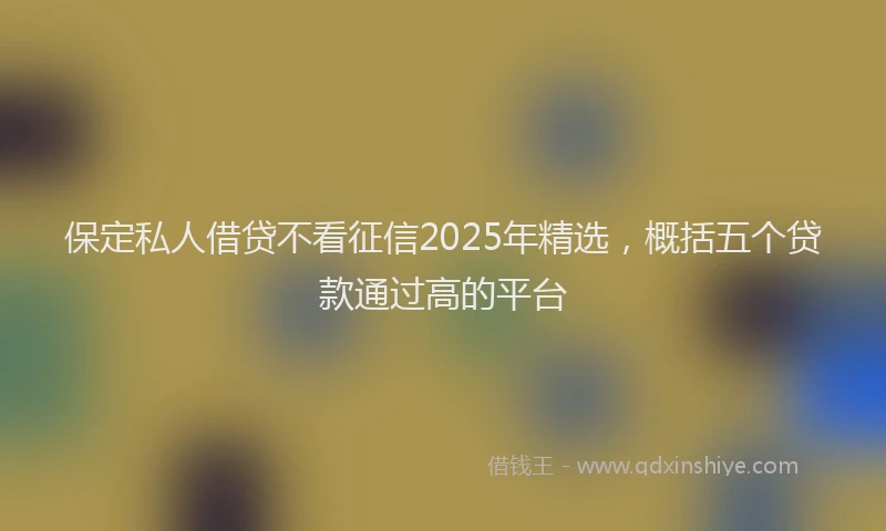 保定私人借贷不看征信2025年精选，概括五个贷款通过高的平台
