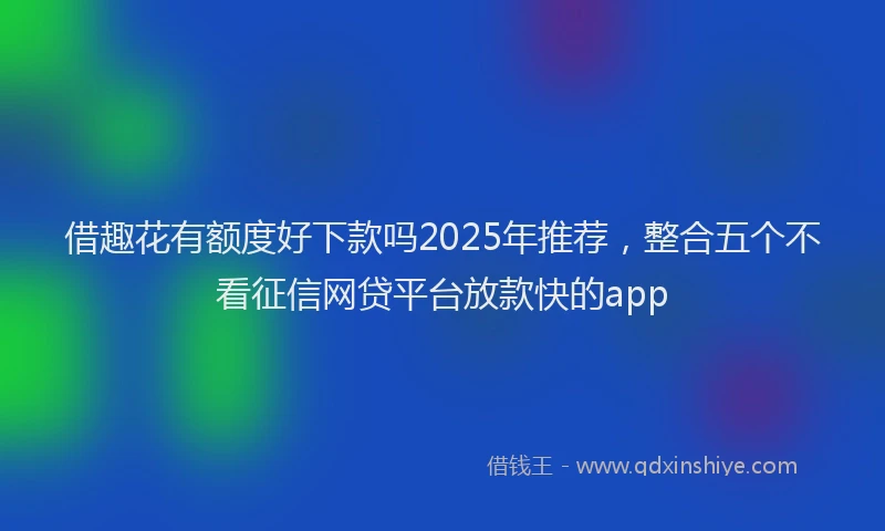 借趣花有额度好下款吗2025年推荐，整合五个不看征信网贷平台放款快的app