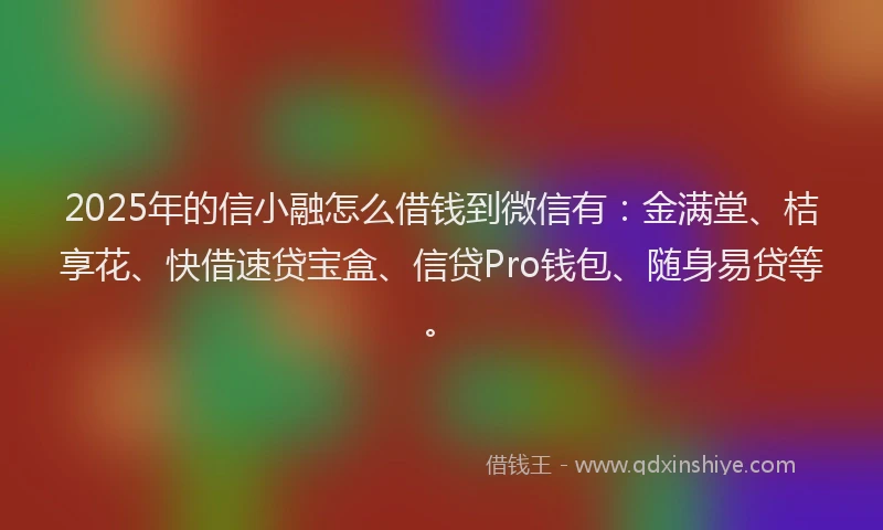2025年的信小融怎么借钱到微信有：金满堂、桔享花、快借速贷宝盒、信贷Pro钱包、随身易贷等。