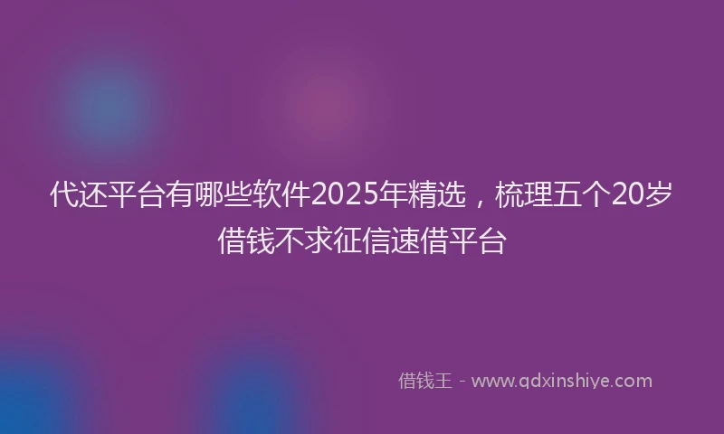 代还平台有哪些软件2025年精选，梳理五个20岁借钱不求征信速借平台