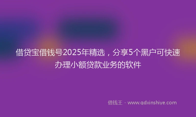 借贷宝借钱号2025年精选，分享5个黑户可快速办理小额贷款业务的软件