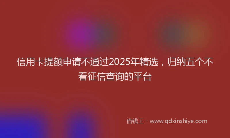 信用卡提额申请不通过2025年精选，归纳五个不看征信查询的平台