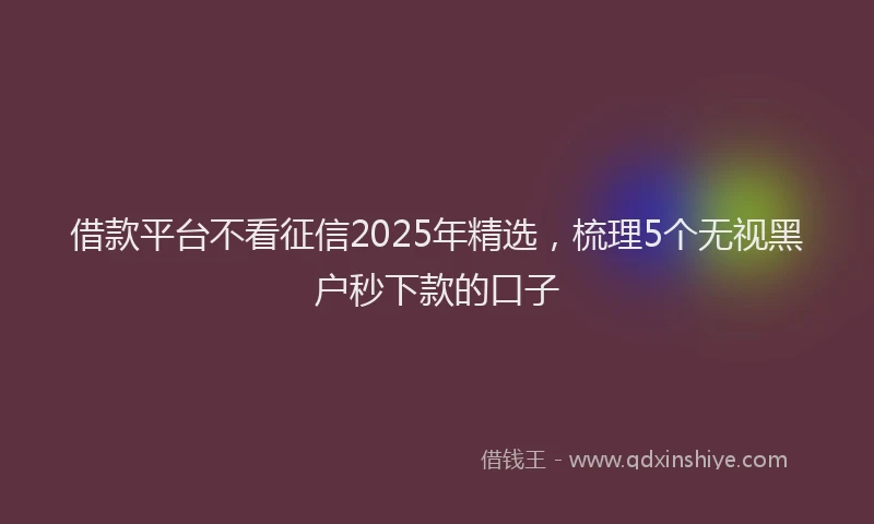 借款平台不看征信2025年精选，梳理5个无视黑户秒下款的口子