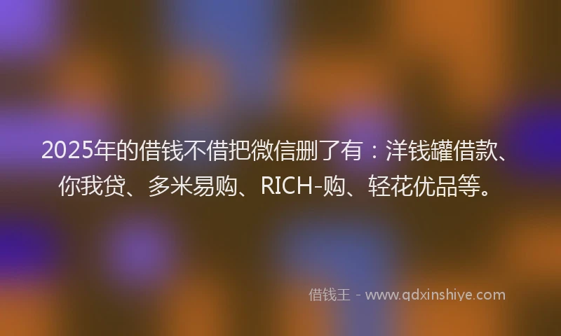 2025年的借钱不借把微信删了有：洋钱罐借款、你我贷、多米易购、RICH-购、轻花优品等。