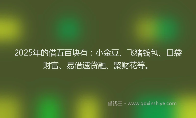2025年的借五百块有：小金豆、飞猪钱包、口袋财富、易借速贷融、聚财花等。