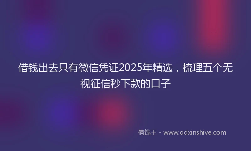 借钱出去只有微信凭证2025年精选，梳理五个无视征信秒下款的口子