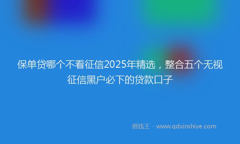 保单贷哪个不看征信2025年精选，整合五个无视征信黑户必下的贷款口子