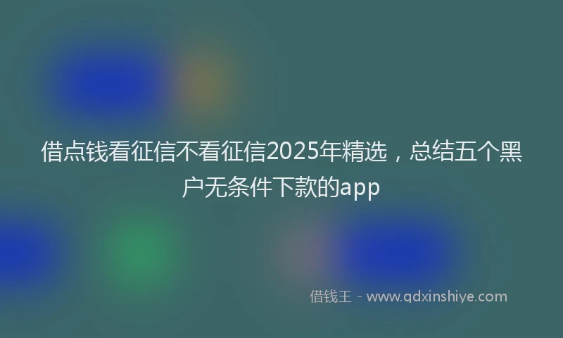 借点钱看征信不看征信2025年精选，总结五个黑户无条件下款的app