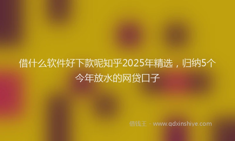 借什么软件好下款呢知乎2025年精选，归纳5个今年放水的网贷口子