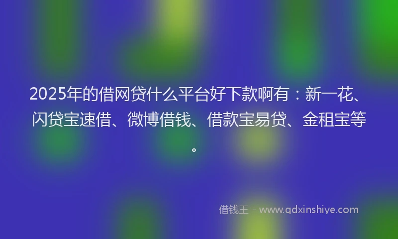 2025年的借网贷什么平台好下款啊有：新一花、闪贷宝速借、微博借钱、借款宝易贷、金租宝等。