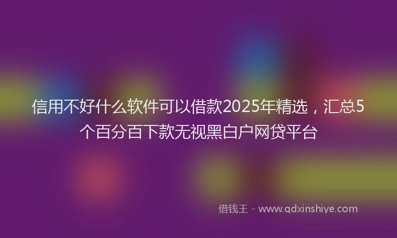 信用不好什么软件可以借款2025年精选，汇总5个百分百下款无视黑白户网贷平台