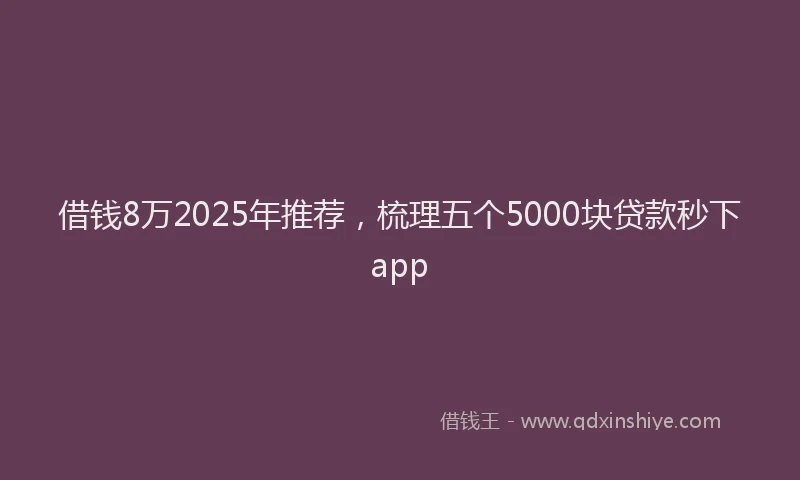 借钱8万2025年推荐，梳理五个5000块贷款秒下app