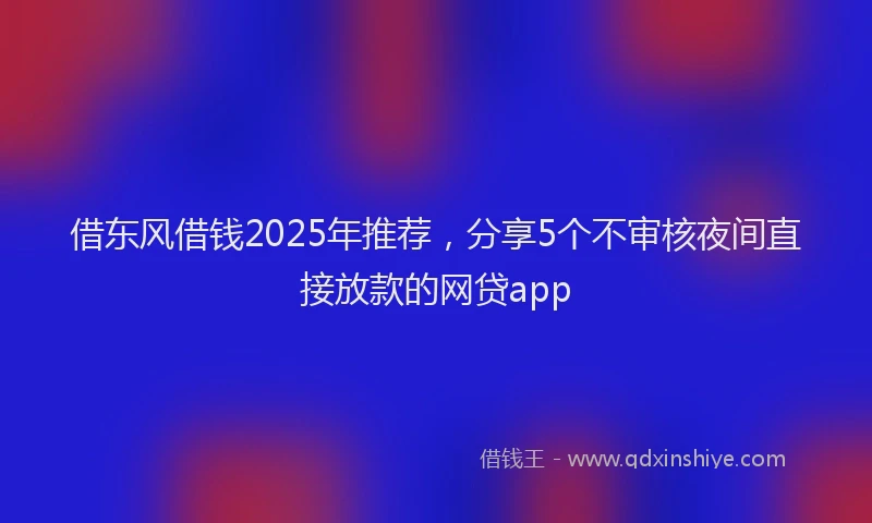 借东风借钱2025年推荐，分享5个不审核夜间直接放款的网贷app