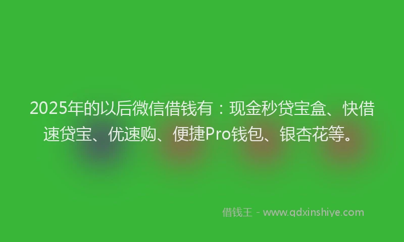 2025年的以后微信借钱有：现金秒贷宝盒、快借速贷宝、优速购、便捷Pro钱包、银杏花等。