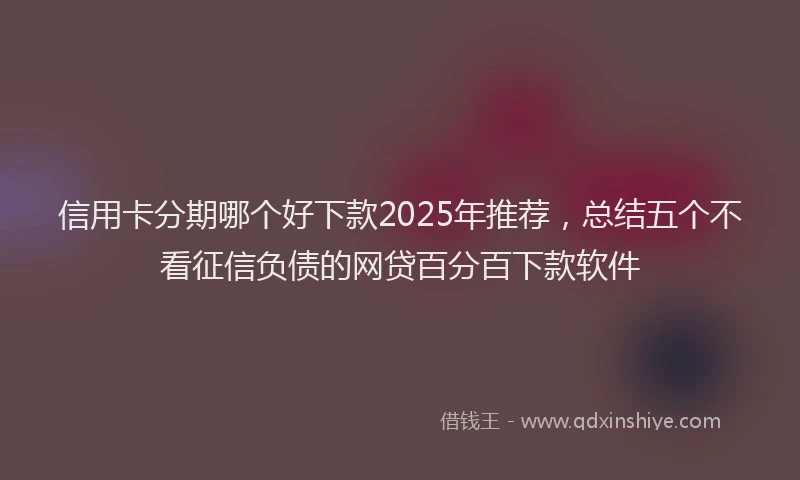 信用卡分期哪个好下款2025年推荐，总结五个不看征信负债的网贷百分百下款软件
