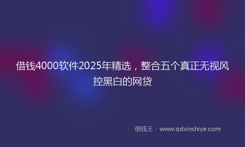 借钱4000软件2025年精选，整合五个真正无视风控黑白的网贷