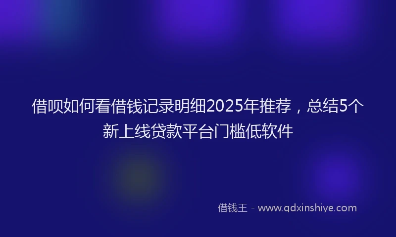 借呗如何看借钱记录明细2025年推荐，总结5个新上线贷款平台门槛低软件