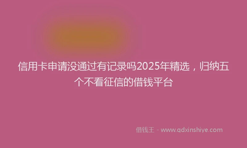 信用卡申请没通过有记录吗2025年精选，归纳五个不看征信的借钱平台