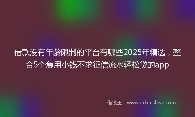 借款没有年龄限制的平台有哪些2025年精选，整合5个急用小钱不求征信流水轻松贷的app