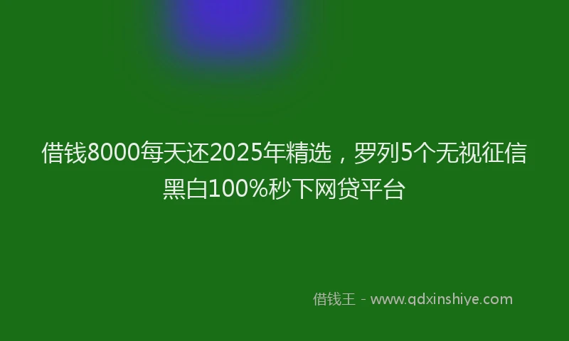 借钱8000每天还2025年精选，罗列5个无视征信黑白100%秒下网贷平台