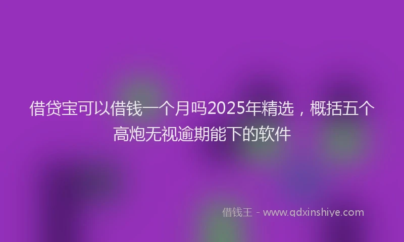借贷宝可以借钱一个月吗2025年精选，概括五个高炮无视逾期能下的软件