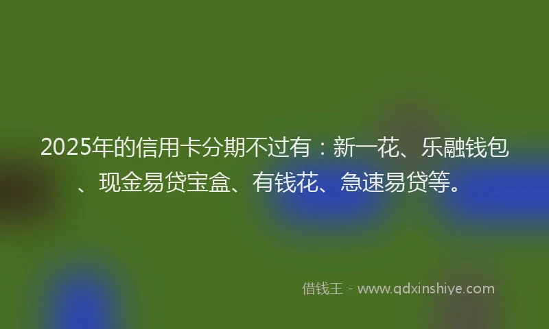 2025年的信用卡分期不过有：新一花、乐融钱包、现金易贷宝盒、有钱花、急速易贷等。