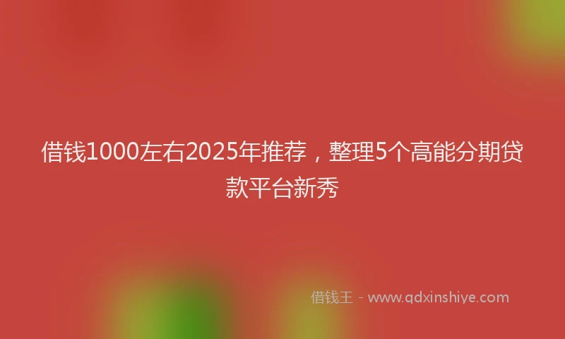 借钱1000左右2025年推荐，整理5个高能分期贷款平台新秀