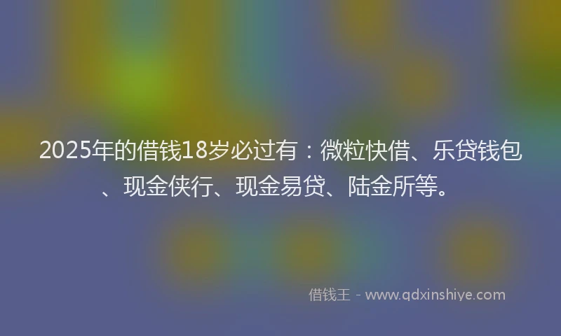 2025年的借钱18岁必过有：微粒快借、乐贷钱包、现金侠行、现金易贷、陆金所等。