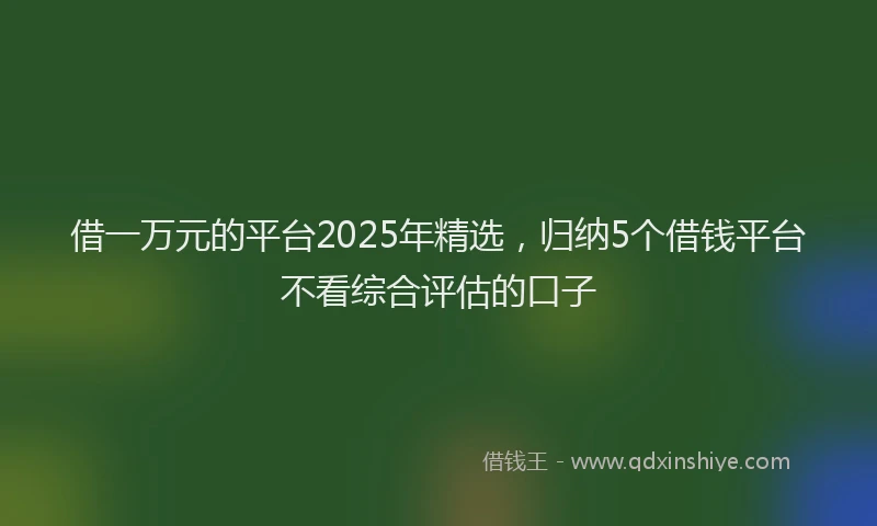 借一万元的平台2025年精选，归纳5个借钱平台不看综合评估的口子
