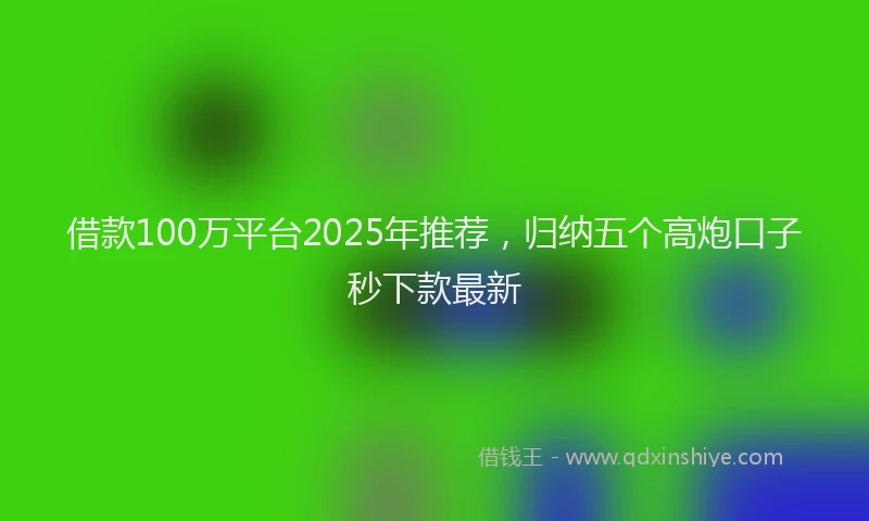 借款100万平台2025年推荐，归纳五个高炮口子秒下款最新