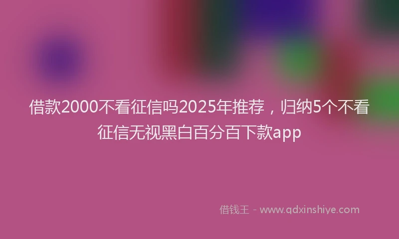 借款2000不看征信吗2025年推荐，归纳5个不看征信无视黑白百分百下款app