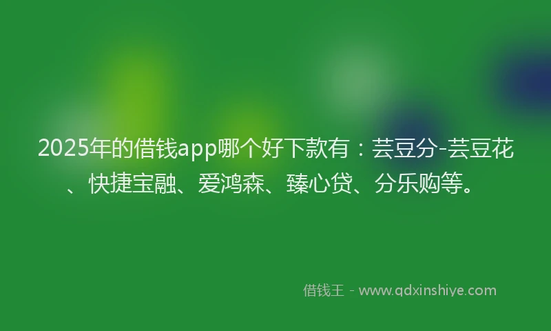 2025年的借钱app哪个好下款有：芸豆分-芸豆花、快捷宝融、爱鸿森、臻心贷、分乐购等。