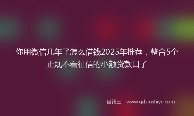 你用微信几年了怎么借钱2025年推荐，整合5个正规不看征信的小额贷款口子