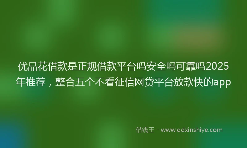优品花借款是正规借款平台吗安全吗可靠吗2025年推荐，整合五个不看征信网贷平台放款快的app