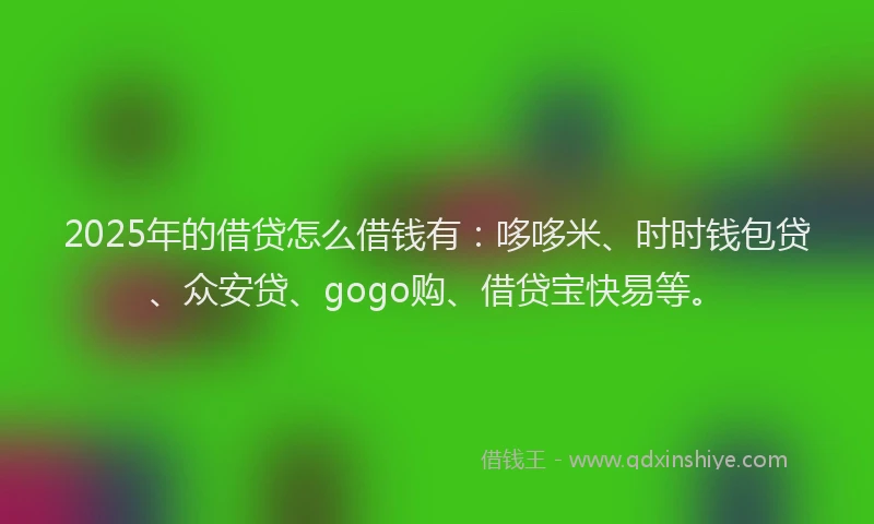 2025年的借贷怎么借钱有：哆哆米、时时钱包贷、众安贷、gogo购、借贷宝快易等。